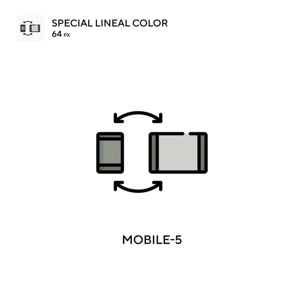Mobile 5特殊線色アイコン WebモバイルUi要素用のイラスト記号デザインテンプレート 編集可能なストローク上の完璧な色現代ピクトグラム — ストックベクタ