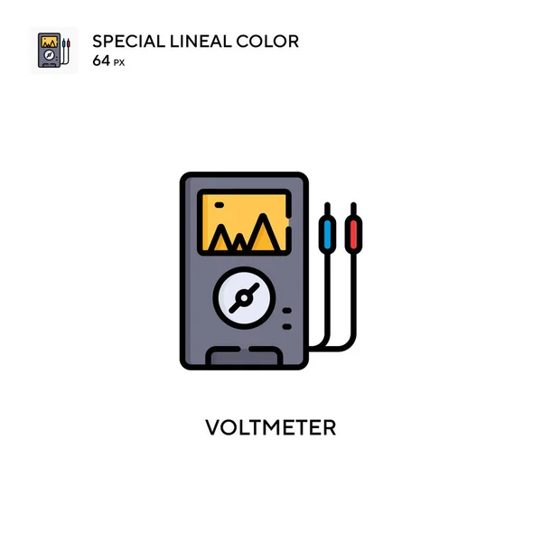 Voltmeter Speciell Linjal Färg Ikon Illustration Symbol Design Mall För — Stock vektor
