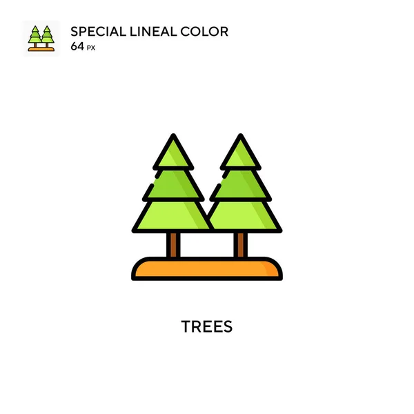 树是一种特殊的线形色彩图标 Web移动Ui元素的说明性符号设计模板 关于可编辑笔画的完美色彩现代象形文字 — 图库矢量图片