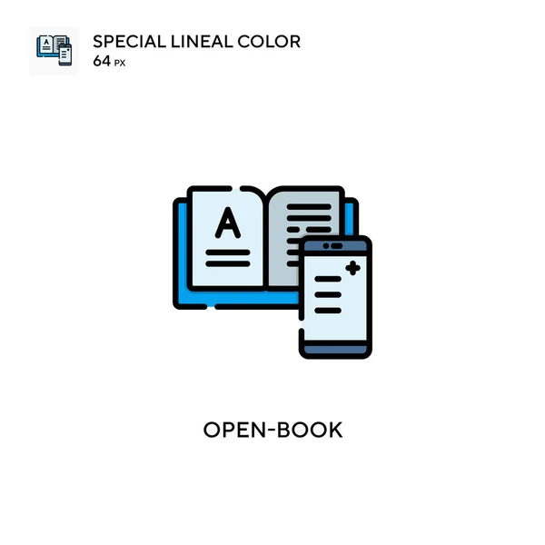 Açık Kitap Özel Doğrusal Renk Simgesi Web Mobil Ögesi Için — Stok Vektör