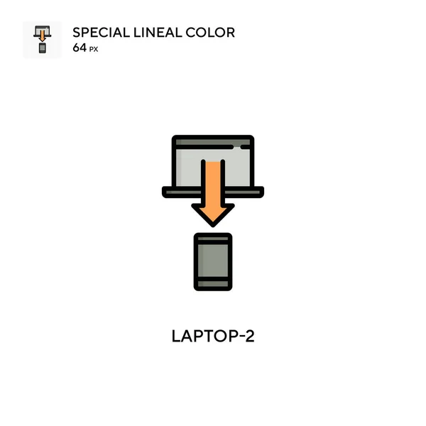ノートパソコン2専用のラインカラーアイコン WebモバイルUi要素用のイラスト記号デザインテンプレート 編集可能なストローク上の完璧な色現代ピクトグラム — ストックベクタ
