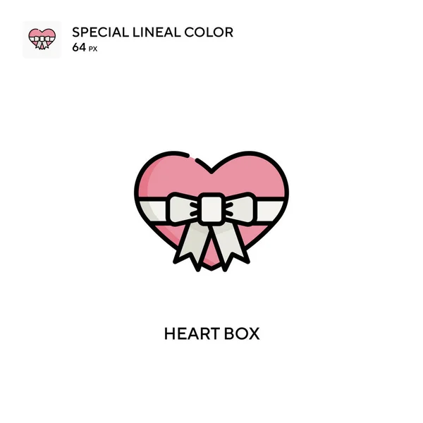 Heart Box Special Linjal Färg Ikon Illustration Symbol Design Mall — Stock vektor