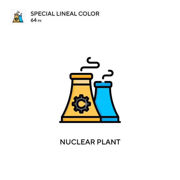 원자력 발전소의 아이콘이다 디자인 모바일 요소를 템플릿 스트로크에 — 스톡 벡터