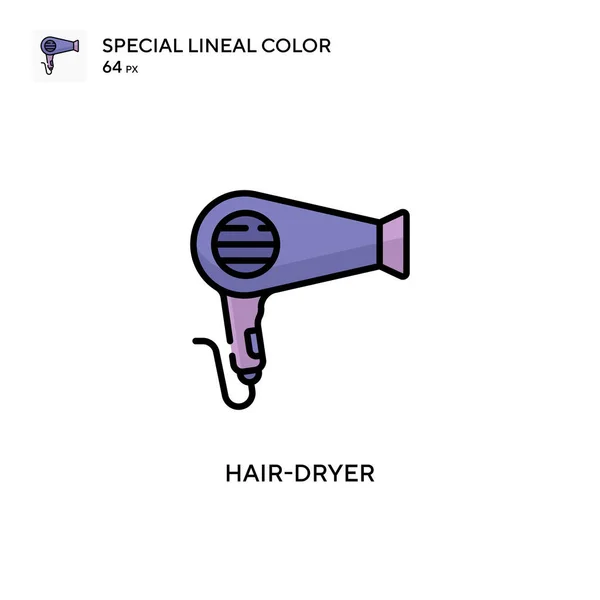 Secador Cabelo Ícone Cor Linear Especial Modelo Design Símbolo Ilustração — Vetor de Stock