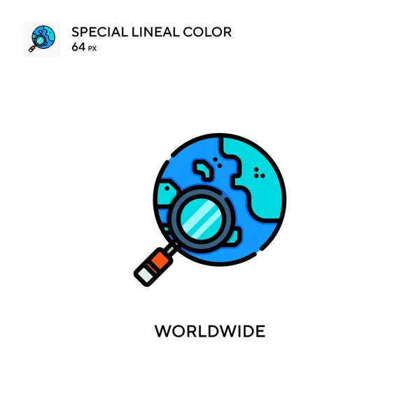 Dans Monde Entier Icône Spéciale Couleur Linéaire Modèle Conception Symbole — Image vectorielle