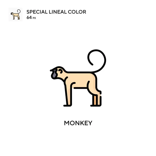 Monkey Special Linjal Färg Ikon Illustration Symbol Design Mall För — Stock vektor