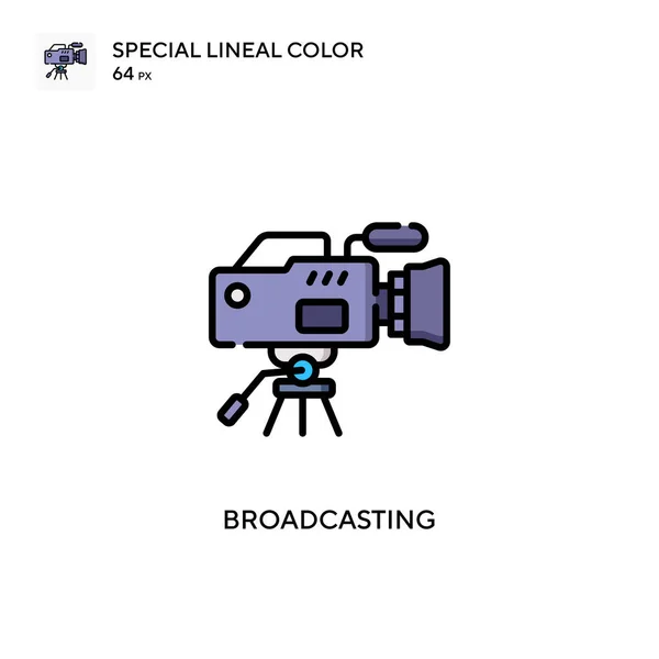 放送特殊線色アイコン WebモバイルUi要素用のイラスト記号デザインテンプレート 編集可能なストローク上の完璧な色現代ピクトグラム — ストックベクタ