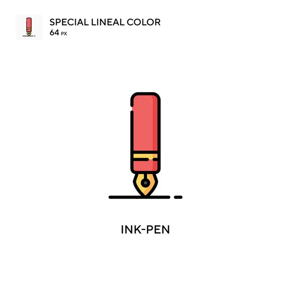 Tinta Pluma Icono Especial Color Lineal Plantilla Diseño Símbolo Ilustración — Vector de stock