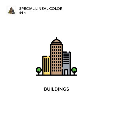 Binalar Özel Çizgi Renk Simgesi. Web mobil UI ögesi için resimleme sembolü tasarım şablonu. Düzenlenebilir vuruş üzerine mükemmel renk modern pictogram.