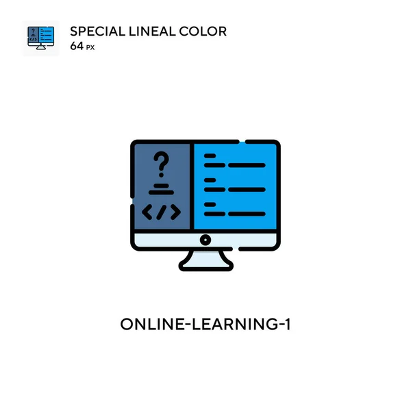 Online Learning Ikon Warna Lineal Khusus Templat Desain Simbol Ilustrasi - Stok Vektor