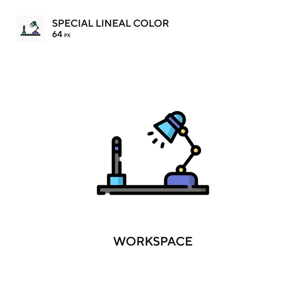 Espacio Trabajo Icono Color Lineal Especial Plantilla Diseño Símbolo Ilustración — Archivo Imágenes Vectoriales