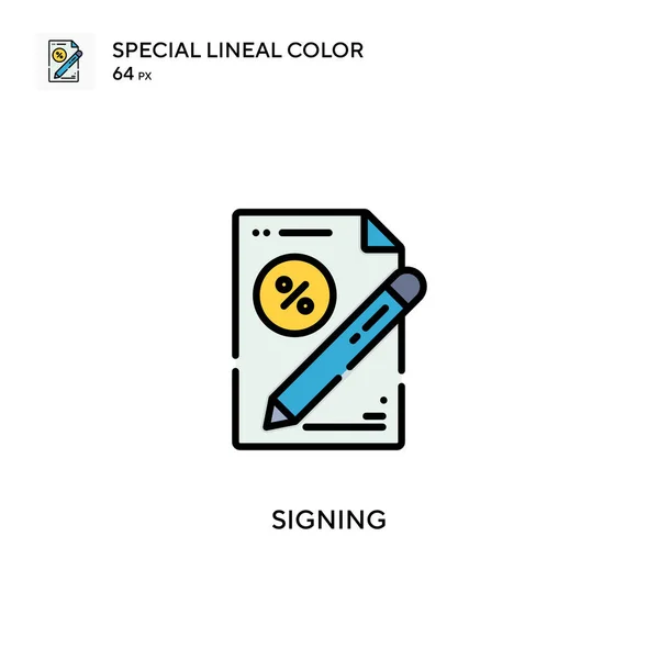 Podpisuję Specjalną Ikonę Koloru Linii Wzór Symbolu Ilustracji Dla Mobilnego — Wektor stockowy