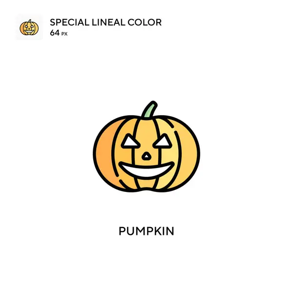 Calabaza Icono Especial Color Lineal Plantilla Diseño Símbolo Ilustración Para — Vector de stock