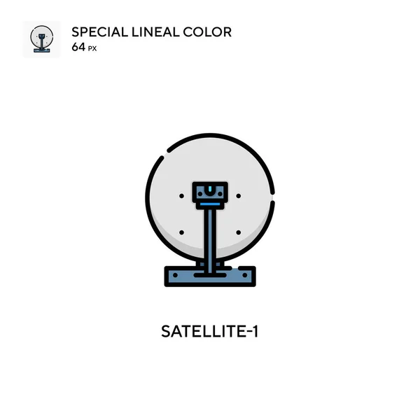 Satellite Icône Spéciale Couleur Linéaire Modèle Conception Symbole Illustration Pour — Image vectorielle