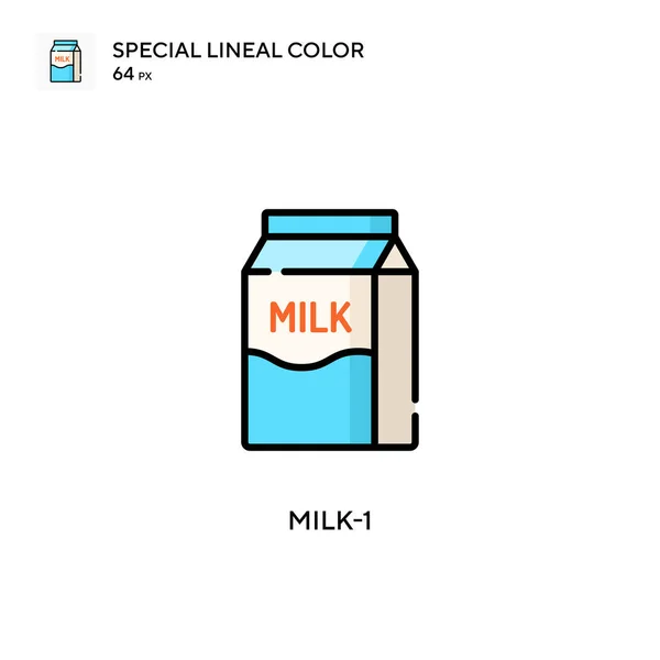 Milk Icono Especial Color Lineal Plantilla Diseño Símbolo Ilustración Para — Vector de stock