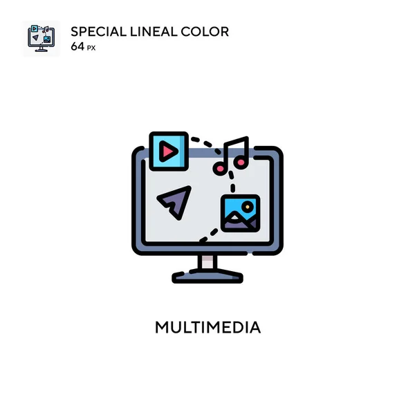 Multimédia Speciális Lineáris Szín Ikon Illusztráció Szimbólum Design Sablon Web — Stock Vector