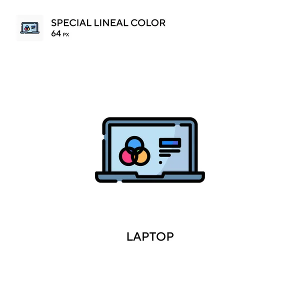 笔记本电脑特殊线型彩色图标 Web移动Ui元素的说明性符号设计模板 关于可编辑笔画的完美色彩现代象形文字 — 图库矢量图片