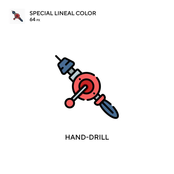 Taladro Manual Icono Especial Color Lineal Plantilla Diseño Símbolo Ilustración — Vector de stock