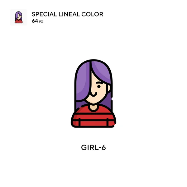 Girl Special Lineal Color Icon Illustration Symbol Design Template Web — Stock Vector