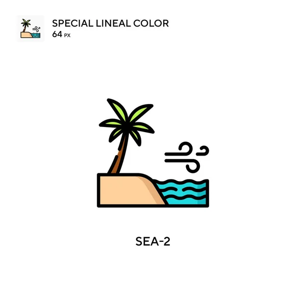 Sea Ícone Cor Linear Especial Modelo Design Símbolo Ilustração Para — Vetor de Stock