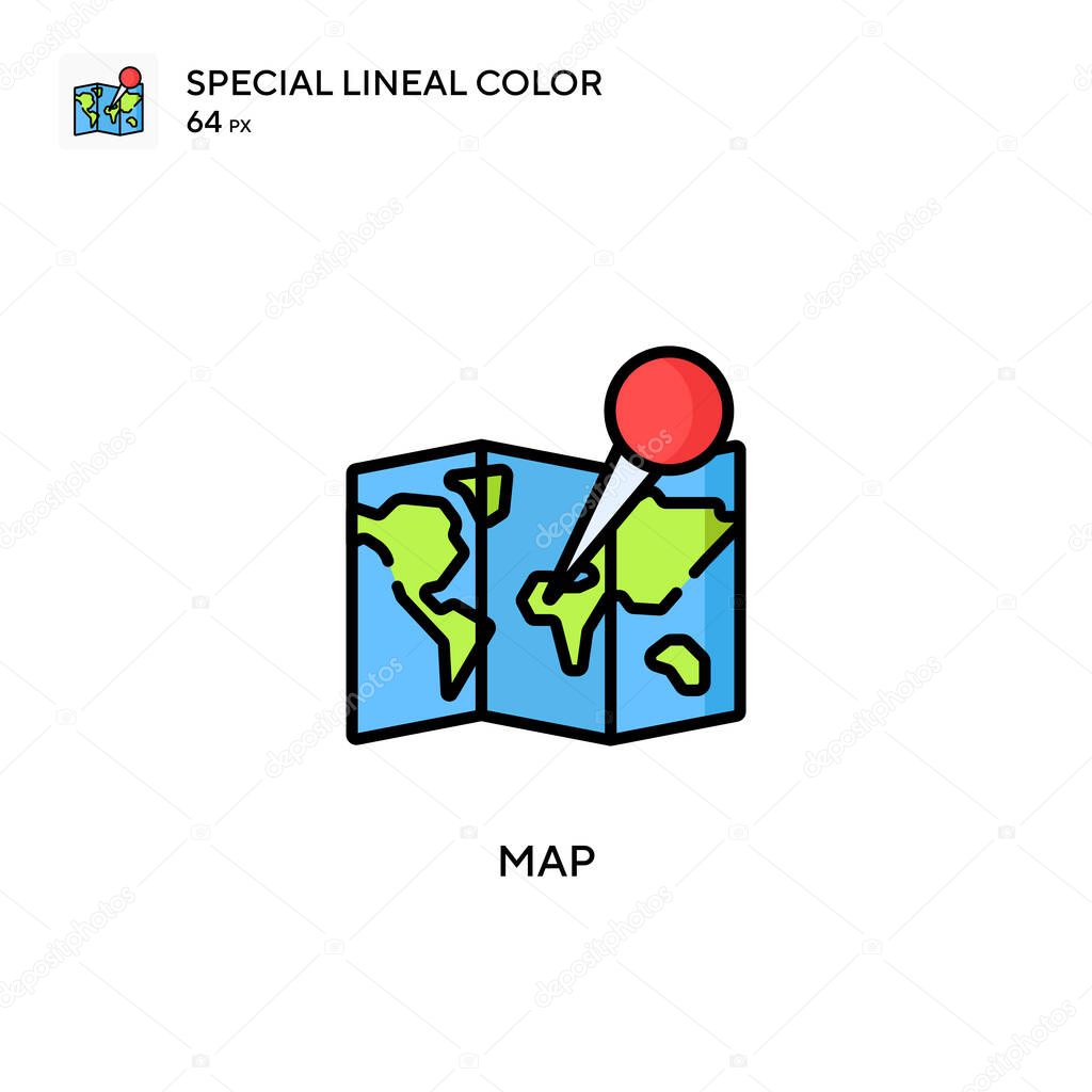 Map Special lineal color icon. Illustration symbol design template for web mobile UI element. Perfect color modern pictogram on editable stroke.