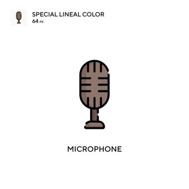 Mikrofon özel doğrusal renk simgesi. Web mobil UI ögesi için resimleme sembolü tasarım şablonu. Düzenlenebilir vuruş üzerine mükemmel renk modern pictogram.