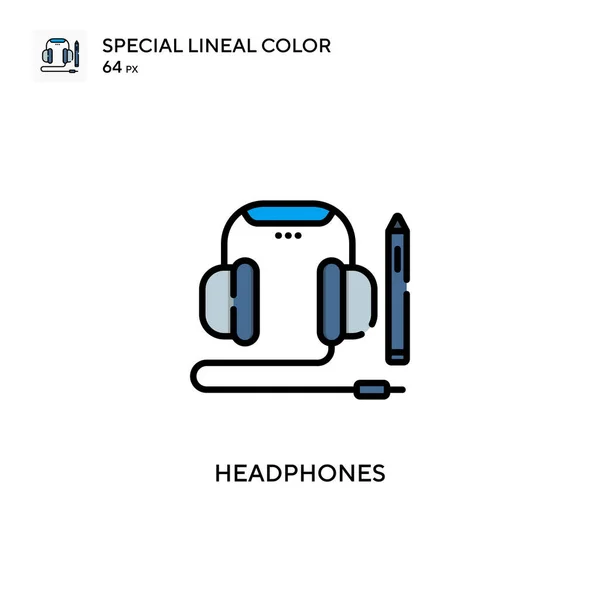 Auriculares Icono Especial Color Lineal Plantilla Diseño Símbolo Ilustración Para — Vector de stock