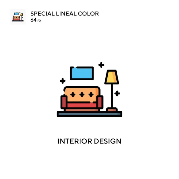 Design Interiores Ícone Cor Linear Especial Modelo Design Símbolo Ilustração — Vetor de Stock