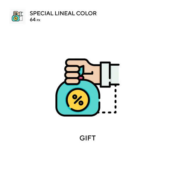 Present Special Linjal Färg Ikon Illustration Symbol Design Mall För — Stock vektor