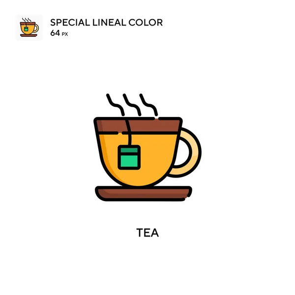 茶的特殊线条色彩图标 Web移动Ui元素的说明性符号设计模板 关于可编辑笔画的完美色彩现代象形文字 — 图库矢量图片