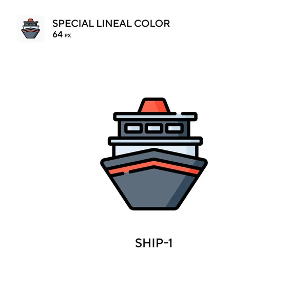 Ship Icono Especial Color Lineal Plantilla Diseño Símbolo Ilustración Para — Vector de stock