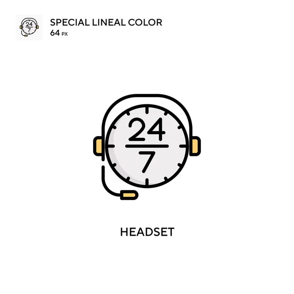 Headset Speciell Linjal Färg Ikon Illustration Symbol Design Mall För — Stock vektor