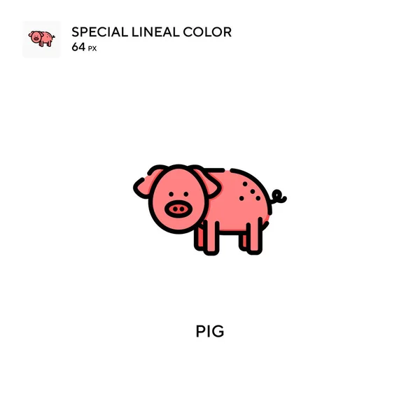 Cerdo Icono Color Lineal Especial Plantilla Diseño Símbolo Ilustración Para — Archivo Imágenes Vectoriales