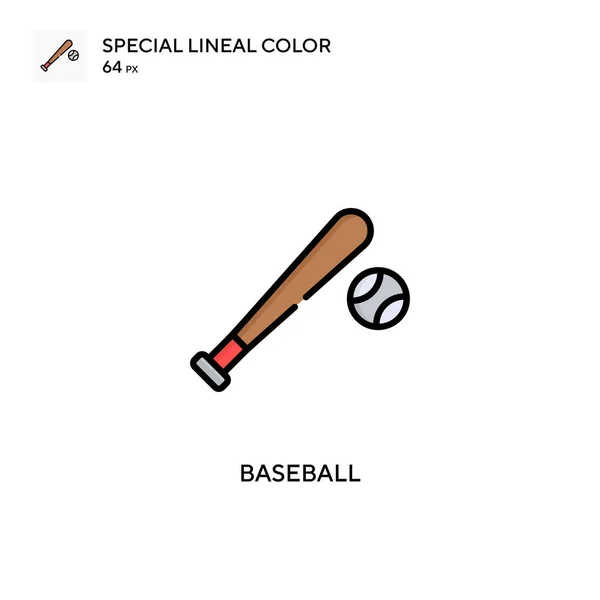 Baseball Ícone Cor Linear Especial Modelo Design Símbolo Ilustração Para — Vetor de Stock
