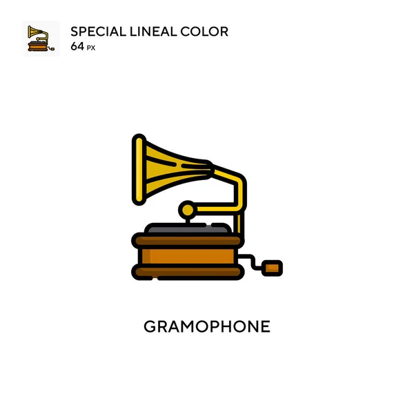 Gramófono Icono Especial Color Lineal Plantilla Diseño Símbolo Ilustración Para — Vector de stock