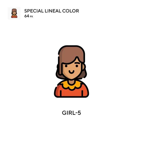 Dziewczyna Specjalna Ikona Koloru Linii Wzór Symbolu Ilustracji Dla Mobilnego — Wektor stockowy