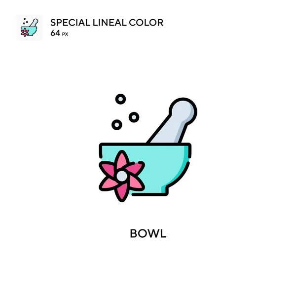 Bowl Ícone Cor Linear Especial Modelo Design Símbolo Ilustração Para — Vetor de Stock