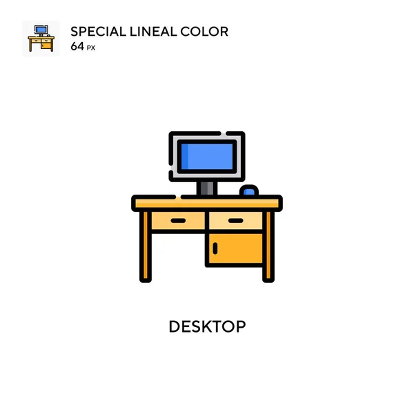 Desktop Ícone Cor Linear Especial Modelo Design Símbolo Ilustração Para — Vetor de Stock