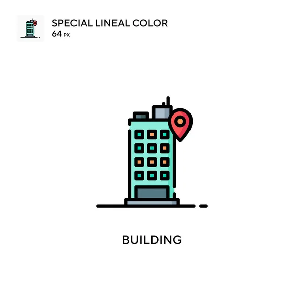Edificio Icono Especial Color Lineal Plantilla Diseño Símbolo Ilustración Para — Vector de stock
