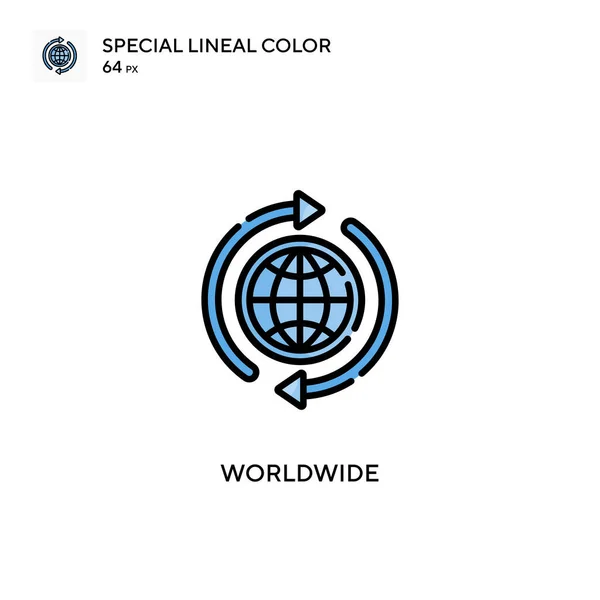 Dünya Çapında Özel Çizgi Renk Simgesi Web Mobil Ögesi Için — Stok Vektör
