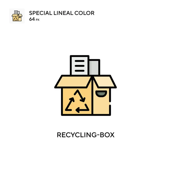 Caixa Reciclagem Ícone Cor Linear Especial Modelo Design Símbolo Ilustração — Vetor de Stock