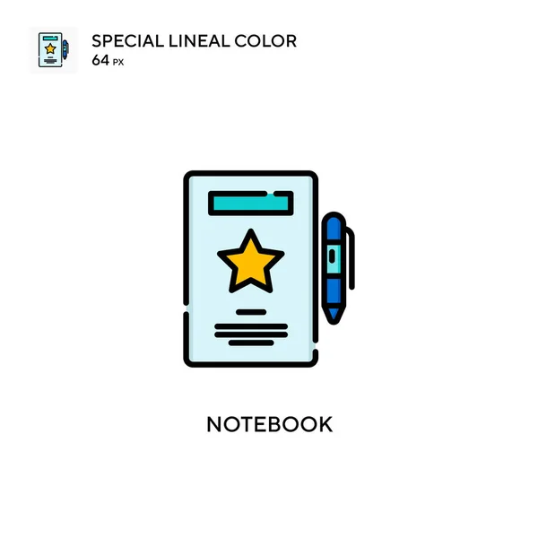 Notebook Ícone Cor Linear Especial Modelo Design Símbolo Ilustração Para — Vetor de Stock