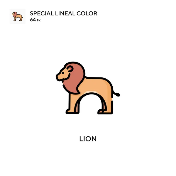 Lion Special Lineal Renk Ikonu Web Mobil Ögesi Için Resimleme — Stok Vektör