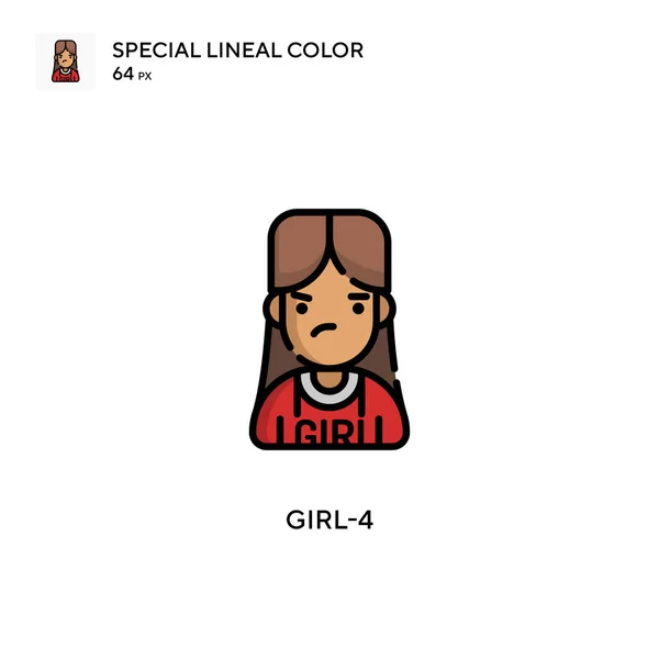 Dziewczyna Specjalna Ikona Koloru Linii Wzór Symbolu Ilustracji Dla Mobilnego — Wektor stockowy