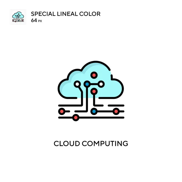 Cloud Computing Icono Especial Color Lineal Plantilla Diseño Símbolo Ilustración — Vector de stock