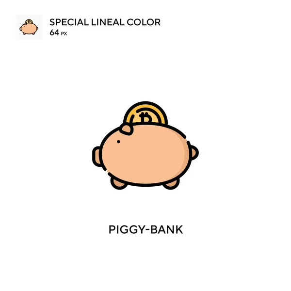 Piggy Bank Ícone Cor Linear Especial Modelo Design Símbolo Ilustração — Vetor de Stock