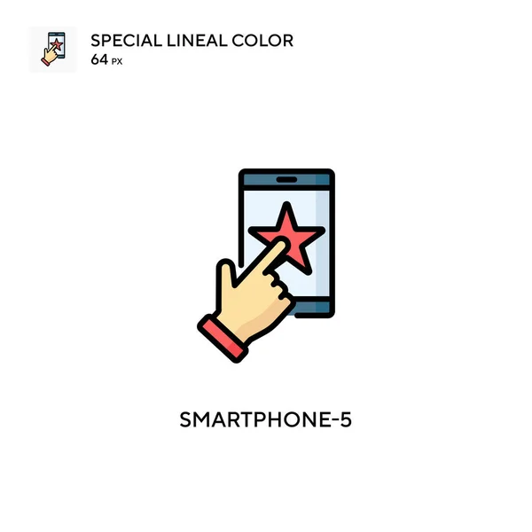 Smartphone 5特殊线形彩色图标 Web移动Ui元素的说明性符号设计模板 关于可编辑笔画的完美色彩现代象形文字 — 图库矢量图片