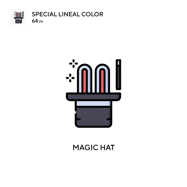 Chapeau Magique Icône Spéciale Couleur Linéaire Modèle Conception Symbole Illustration — Image vectorielle