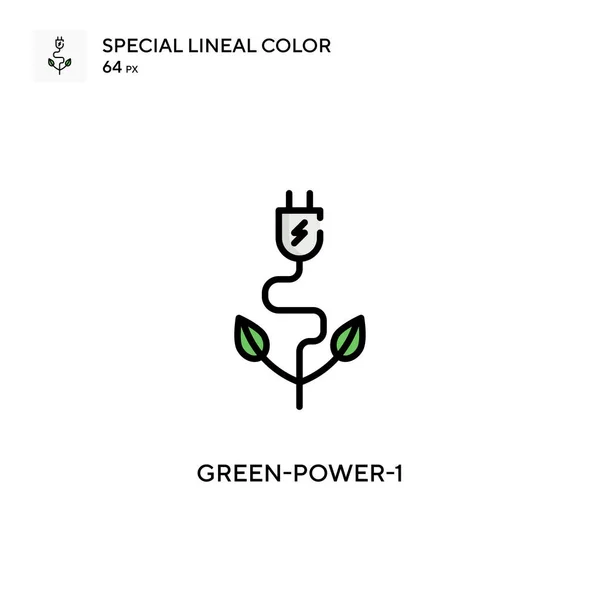 Зелена Потужність Спеціальна Лінійна Кольорова Піктограма Шаблон Дизайну Символів Ілюстрації — стоковий вектор