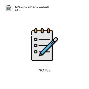 Notlar özel çizgi renk simgesi. Web mobil UI ögesi için resimleme sembolü tasarım şablonu. Düzenlenebilir vuruş üzerine mükemmel renk modern pictogram.